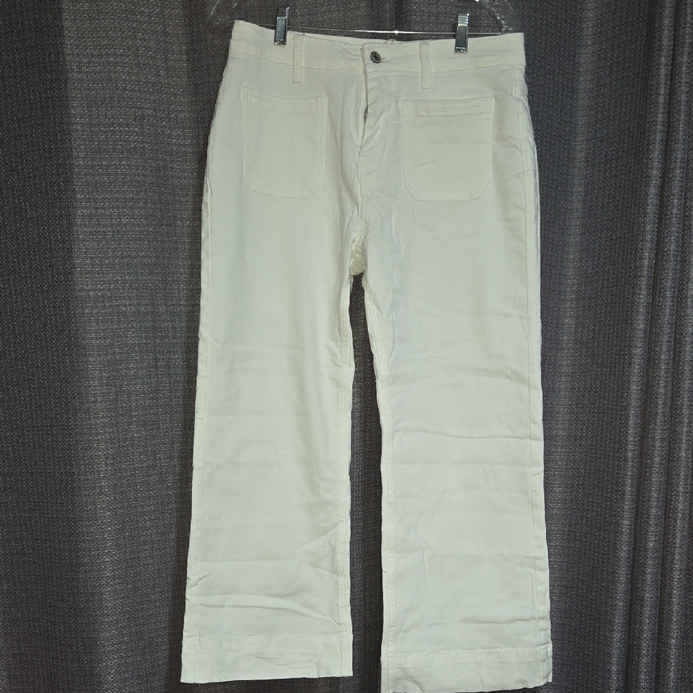 Luvamia White NWT Wide-Leg Crop Pants Large